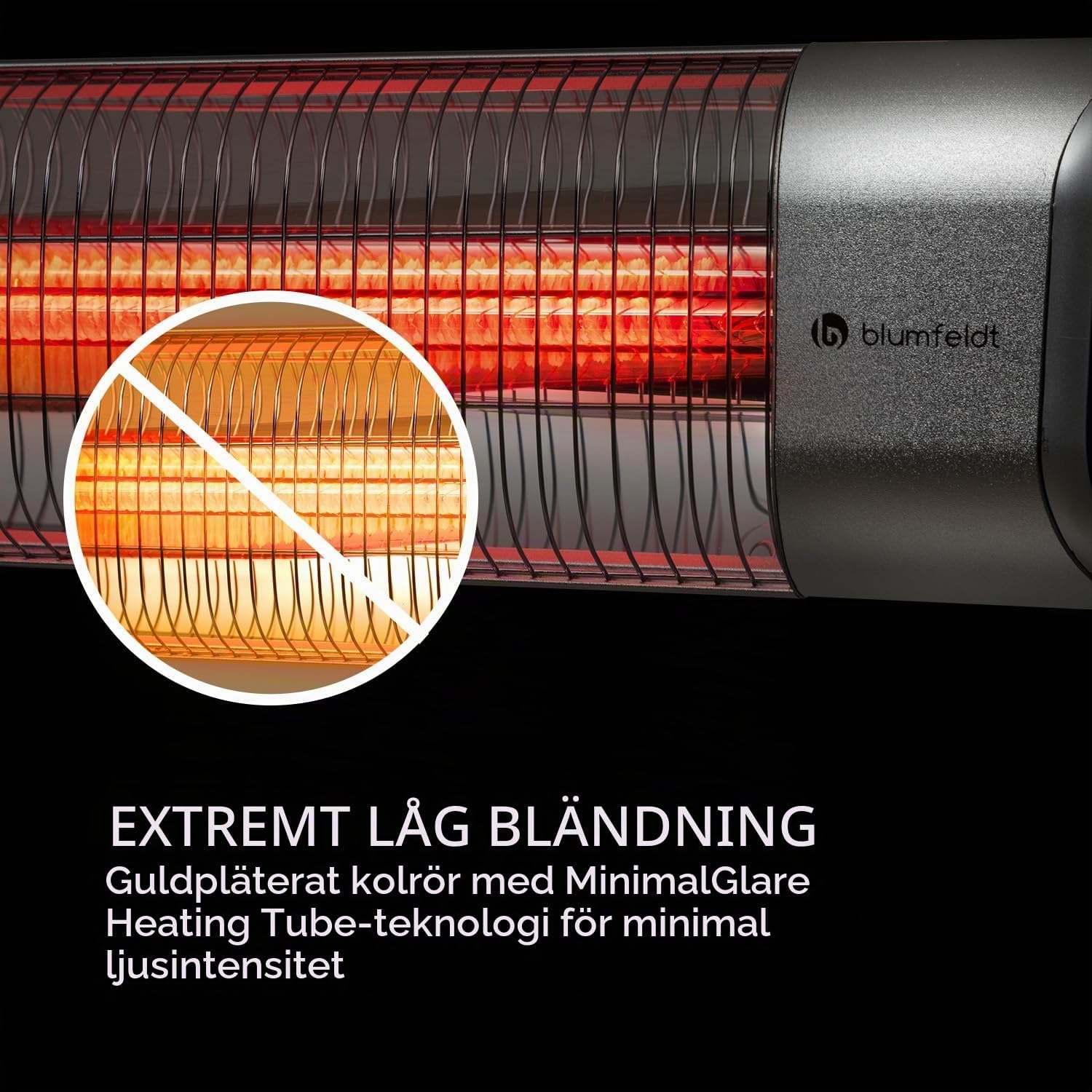 Detalle 1 de blumfeldt Dark Wave terrassvärmare 2 000 W med IP65 och LED-display