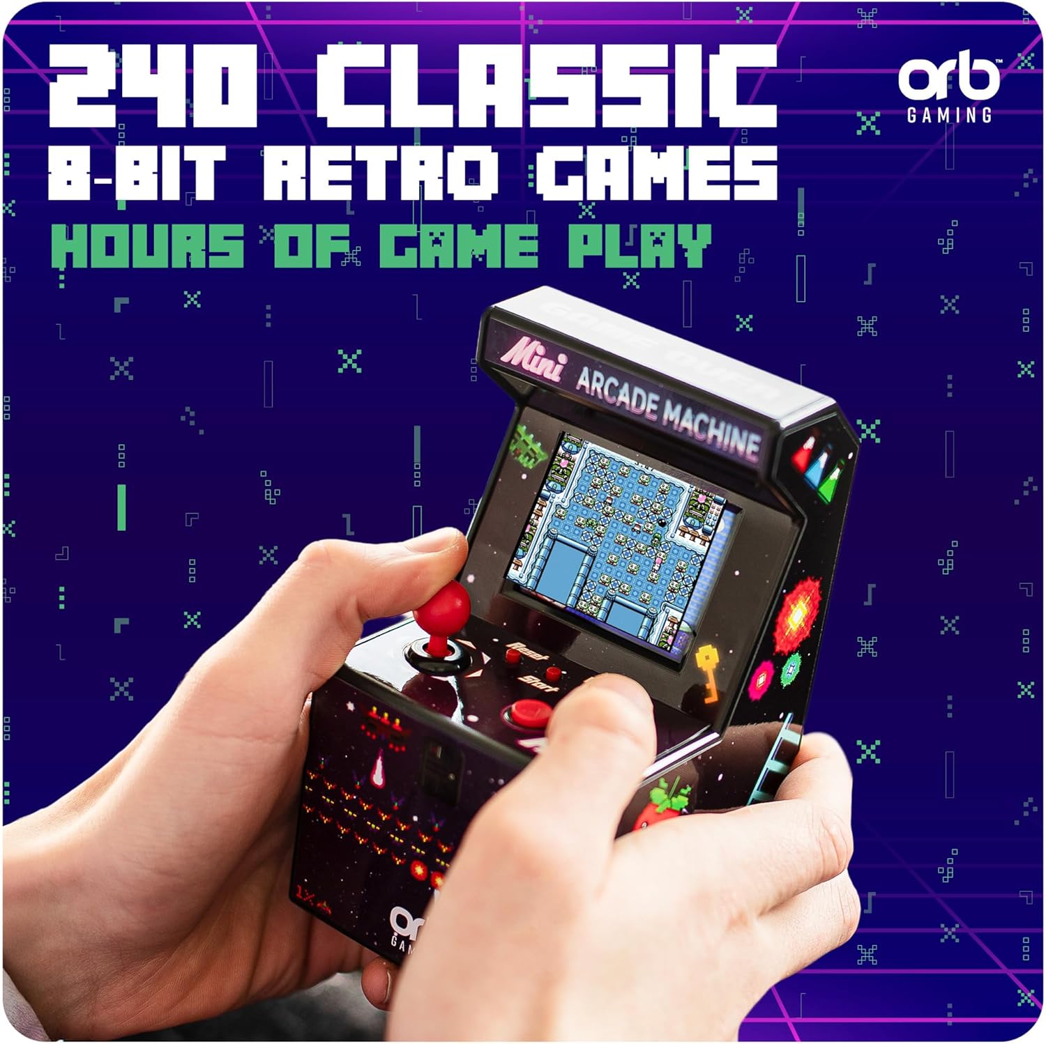 Detalle de Thumbs Up Orb Gaming Mini Arcade Machine with 240 built-in 8-bit games and 2.5-inch full-colour screen