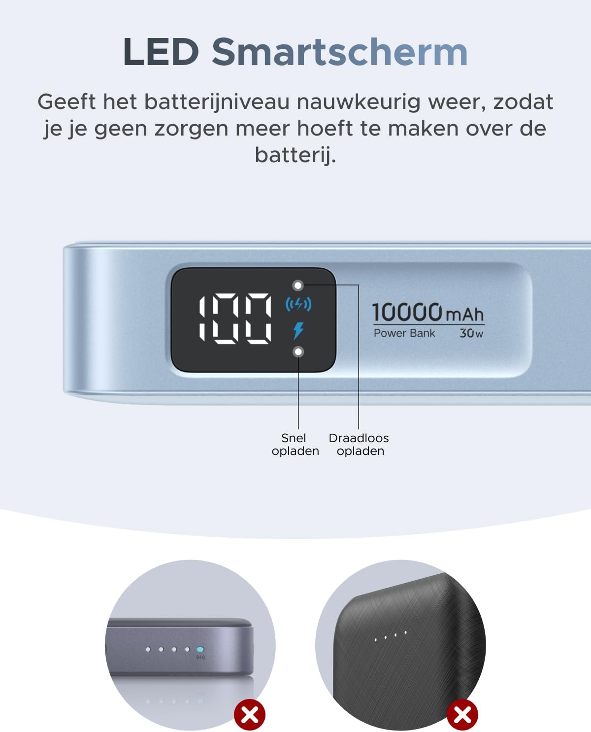 Detalle 2 de UGREEN MagFlow 65958 powerbank 10.000 mAh met Qi2 25W en USB-C 30W