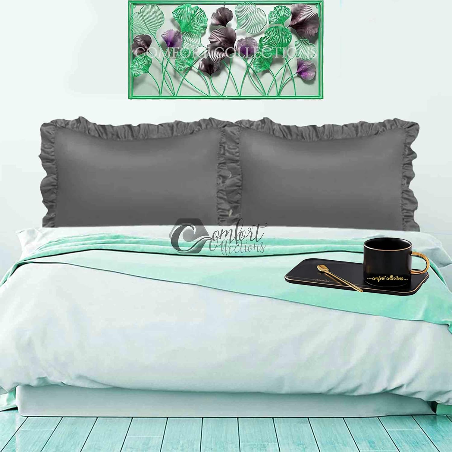 Thumbnail 2 de Comfort Collections Soft Santiago Ruffle Frill Pillow Case Cover Pair (Duck Egg) – 50cm x 75cm, easy-care