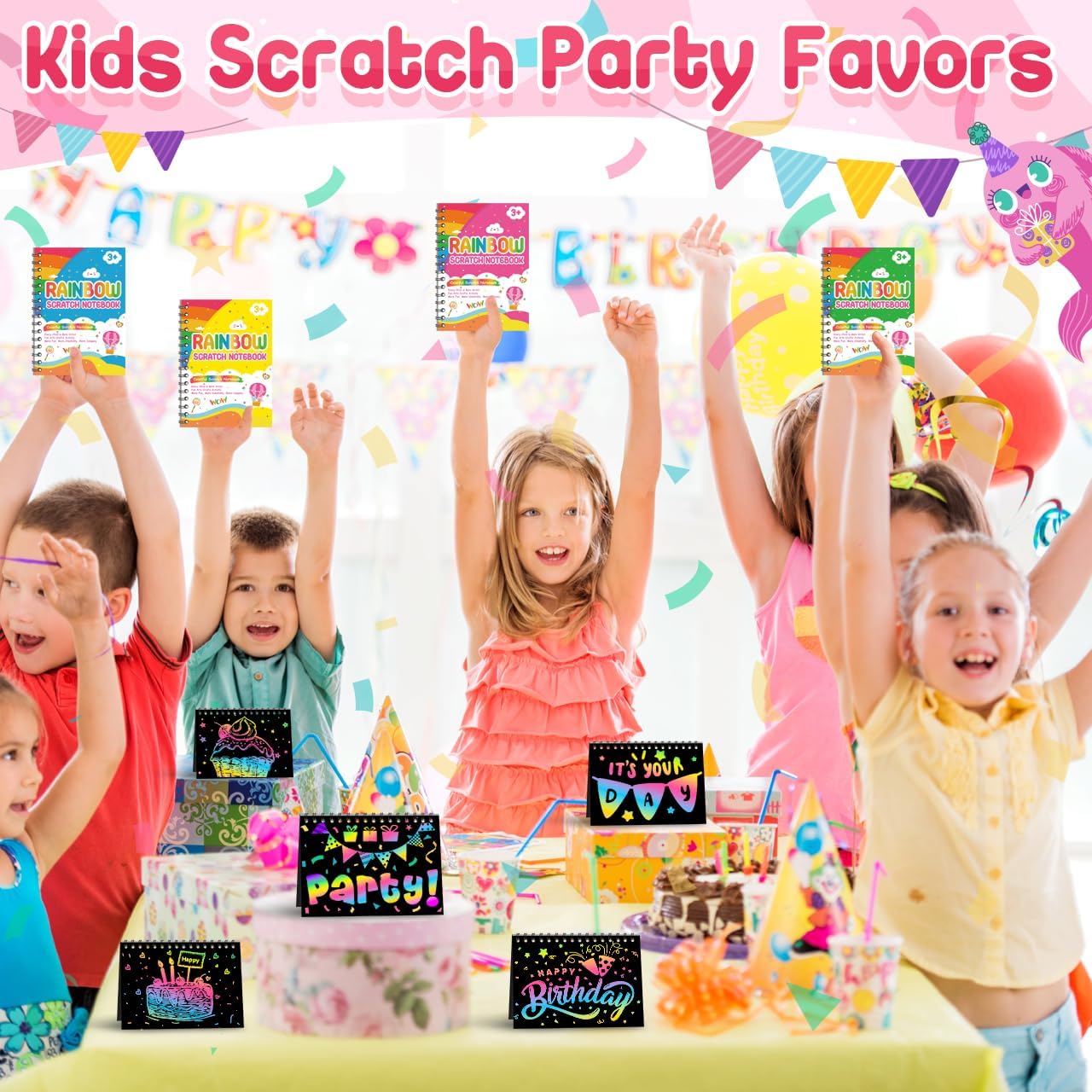 Detalle 2 de Scratch Art 16-Pack rainbow scratch cards for kids 🎨