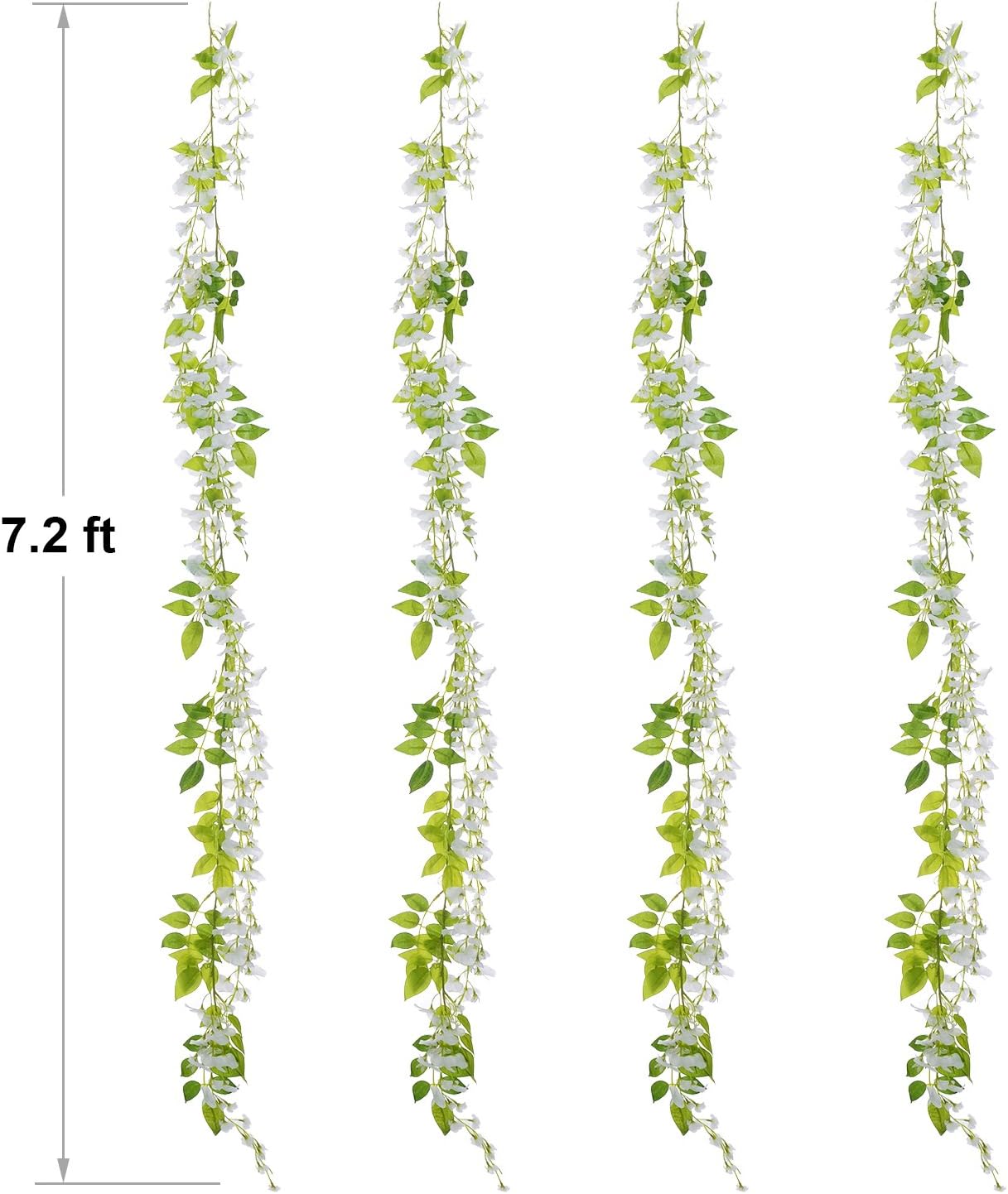 Thumbnail 3 de Lvydec Wisteria Artificial Flowers Garland (4 Pack) — White Silk-Style Hanging Vine Decor for Weddings & Outdoor Ceremonies