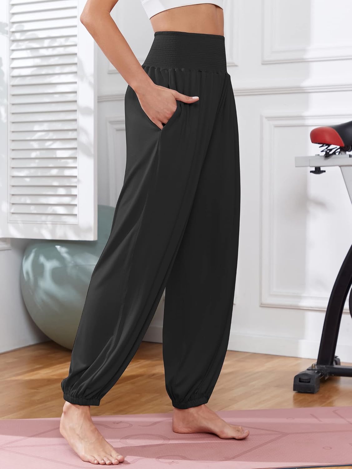 Detalle 2 de Famulily Harem Pants for Women UK: High-Waist Yoga Lounge Trousers (S–XXL)