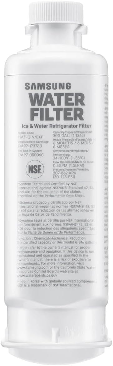 Detalle de Samsung HAF-QIN/EXP Genuine Refrigerator Water Filter — 6-Month Life, Square-Filter Compatibility