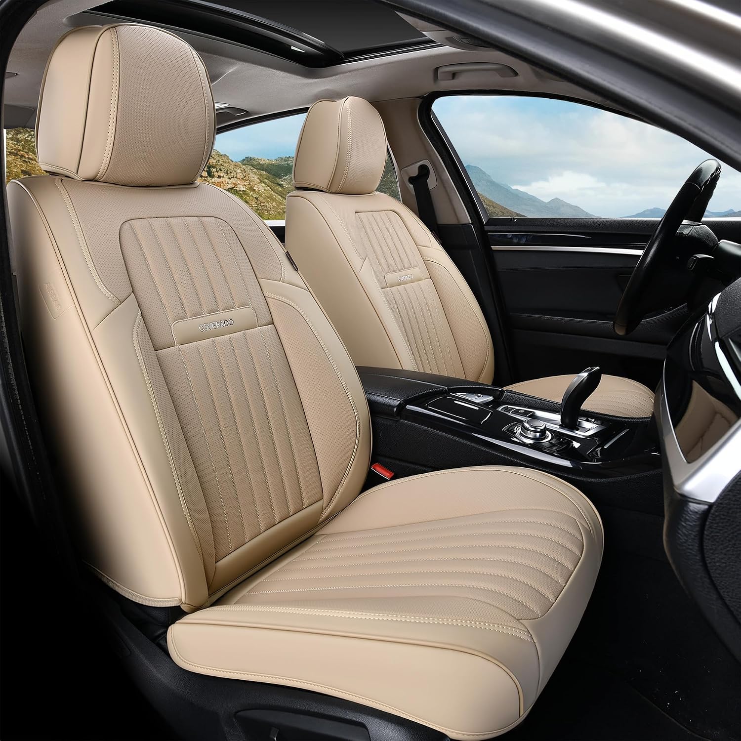Detalle de Coverado Perforated Nappa Leather Seat Covers 2-Pack