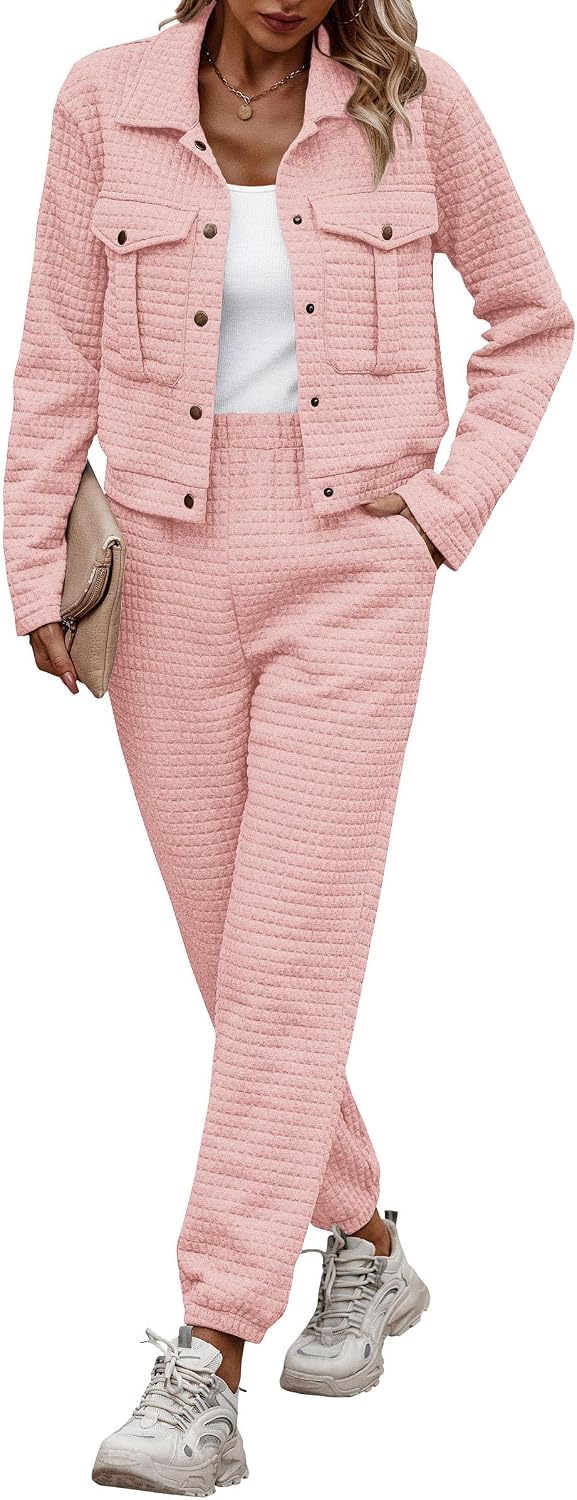 Detalle de PRETTYGARDEN Womens Two Piece Sets fall shacket tracksuit