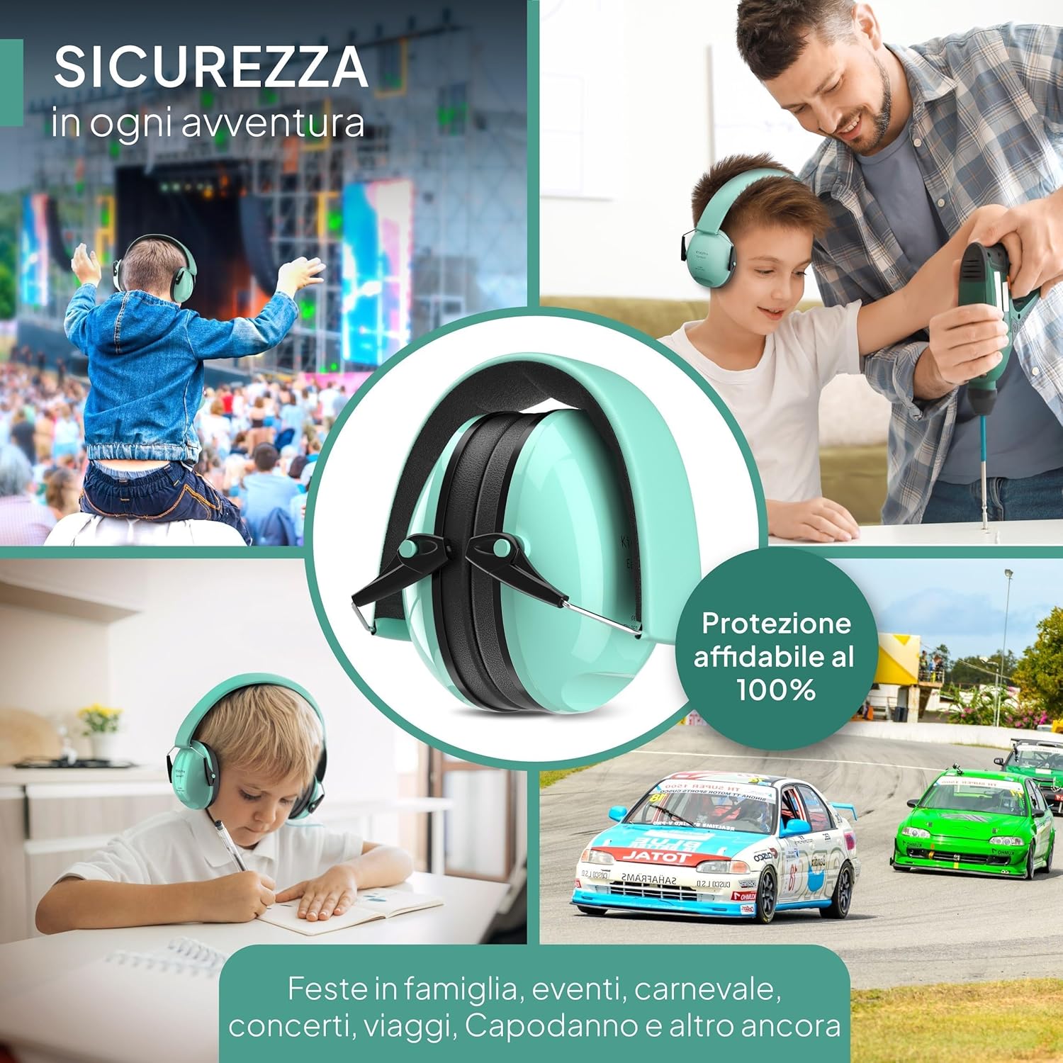 Thumbnail 2 de Senner KidsPro per bambini (fino a 12 anni) – cuffie antirumore regolabili con SNR 28 dB, turchese