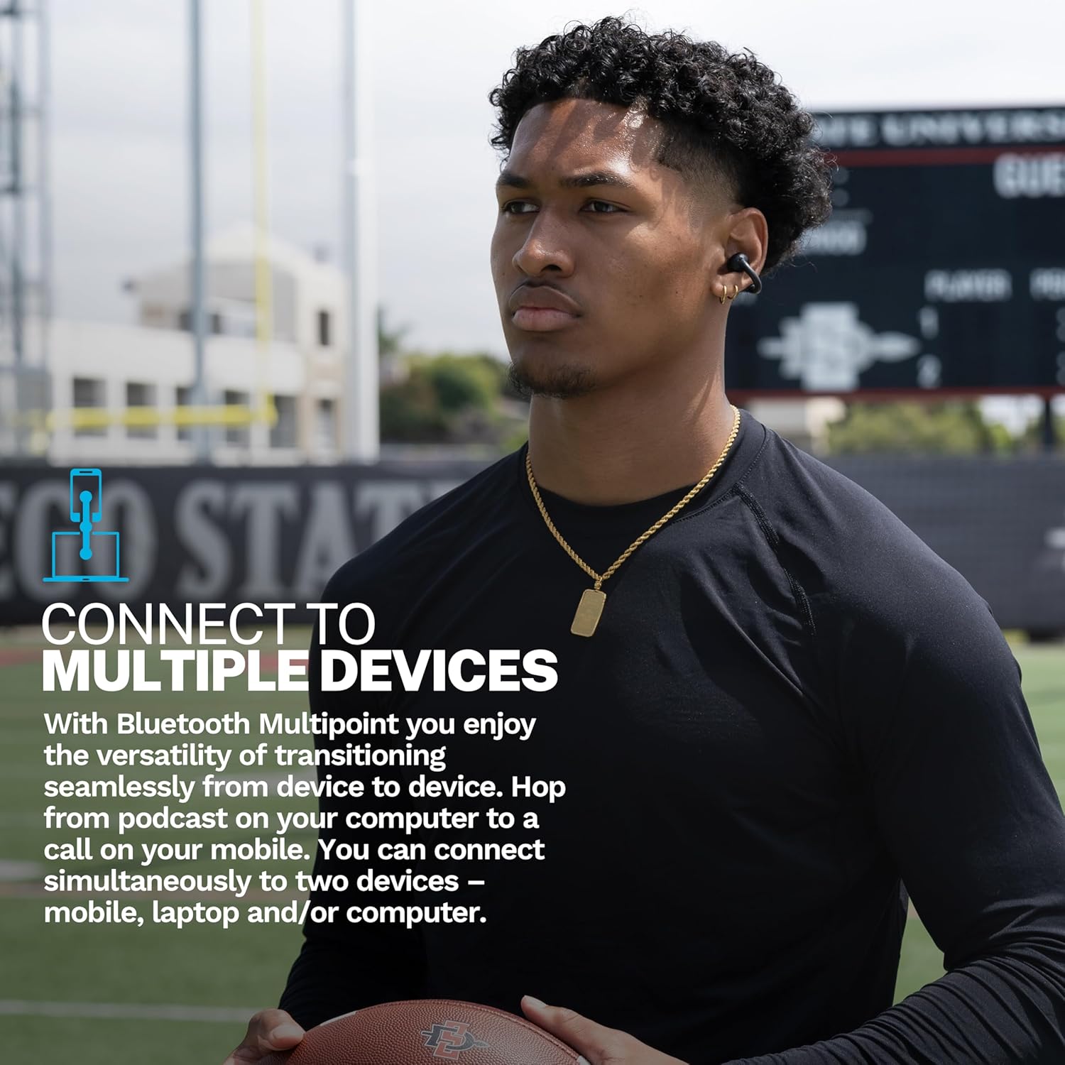 Thumbnail 5 de JLab Flex casque à oreille ouverte (écouteurs ouverts) avec Bluetooth multipoint, micro et personnalisation via application — Noir