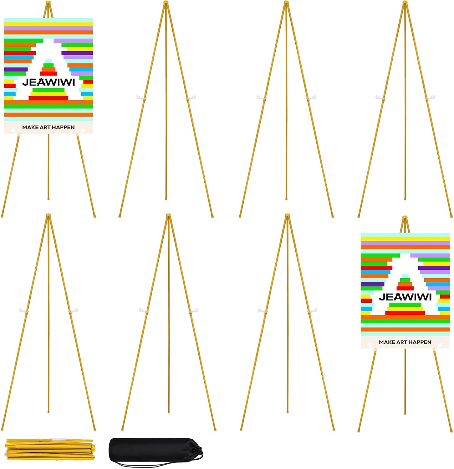 Detalle de JEAWIWI GE08 66-Inch Gold Folding Display Easels, 8-Piece Set