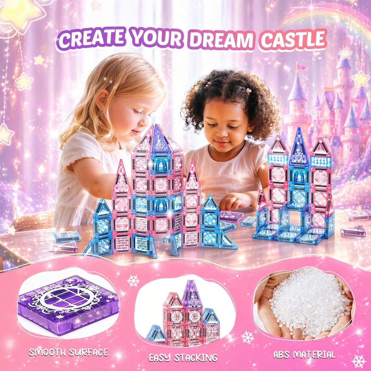 Detalle de Travel Magnetic Tiles for Kids 43 Pcs: Mini Magnatiles Travel Set
