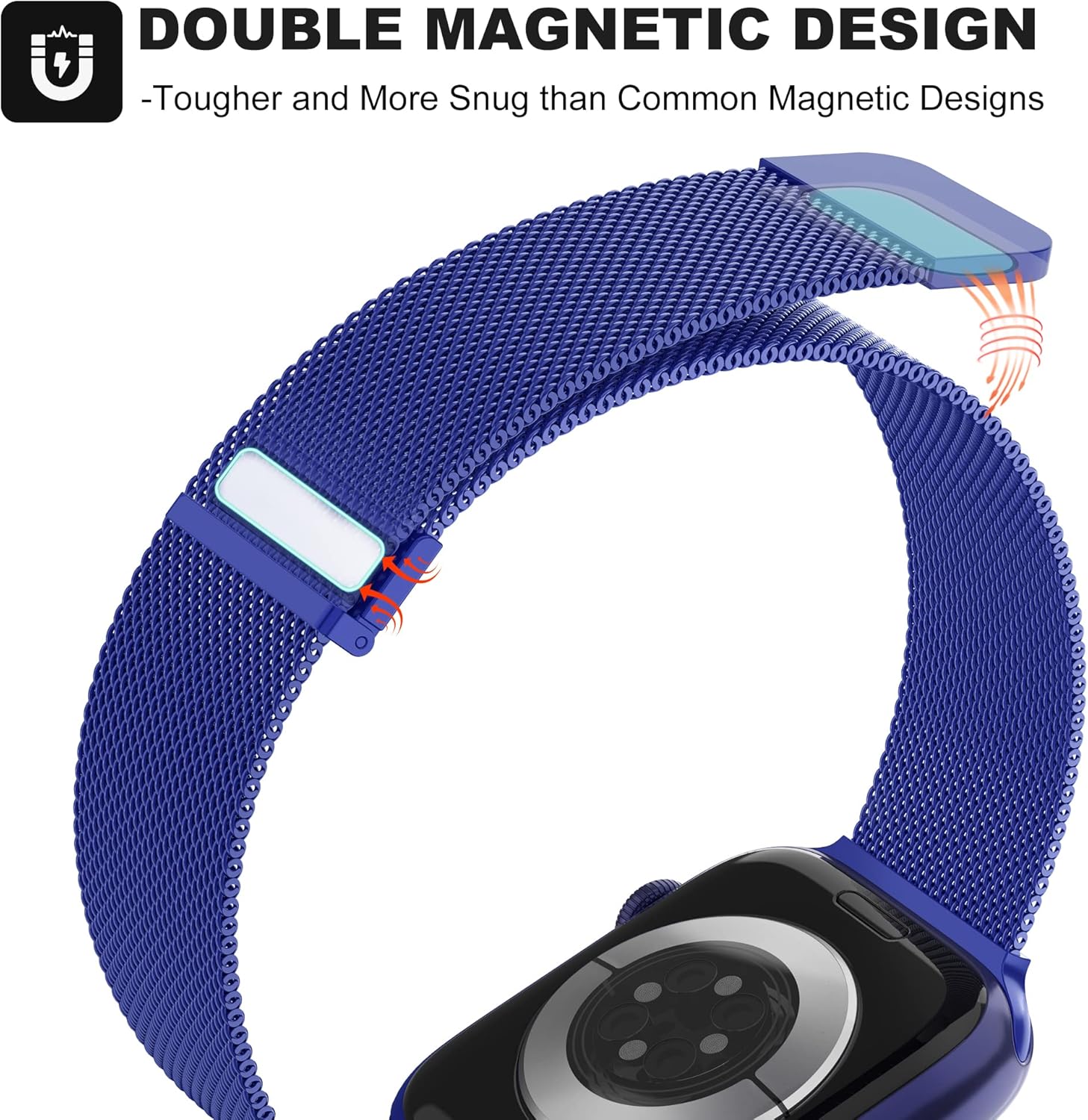 Thumbnail 3 de Higgs Strap: Magnetic Mesh Steel Replacement Band for Apple Watch (46mm–42mm–49mm) – Blue