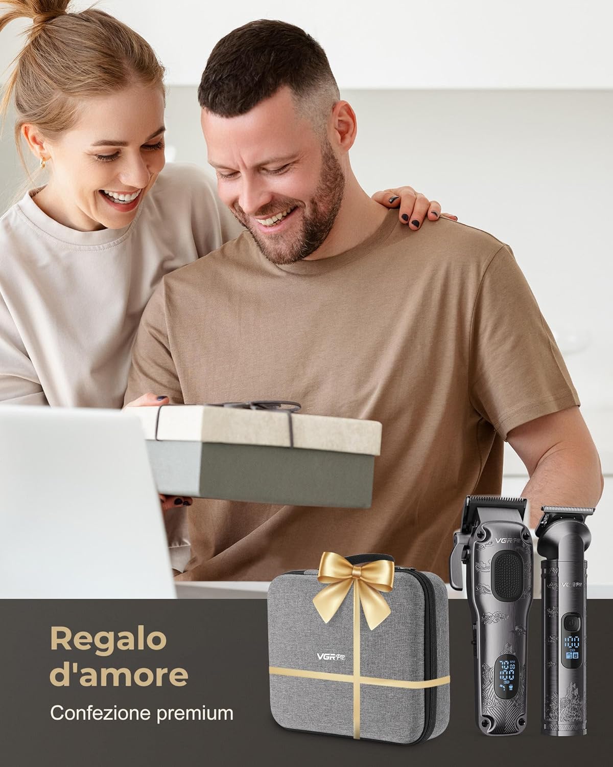 Thumbnail 6 de VGRPRO Tagliacapelli uomo professionale senza fili con trimmer 4-in-1 e 9 pettini guida (set completo, grigio)