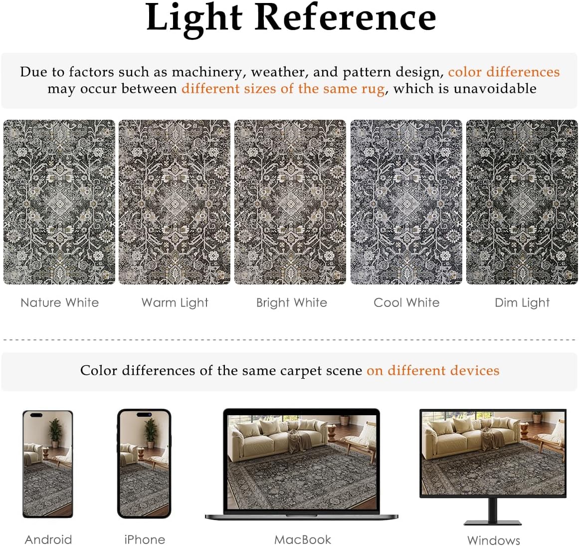 Thumbnail 1 de HUGEAR Vintage Rug 300x400cm, Black Large Non-Slip Washable Living Room Carpet