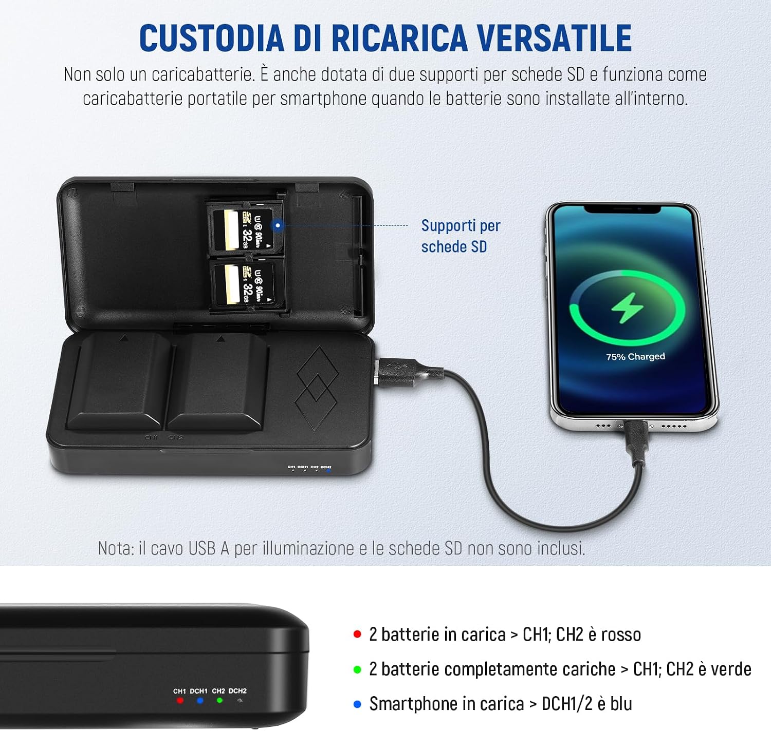 Detalle de NEEWER Set batterie di ricambio NP-FZ100 (2x 2280mAh) con caricatore USB doppio canale per Sony A7/A9/ZV