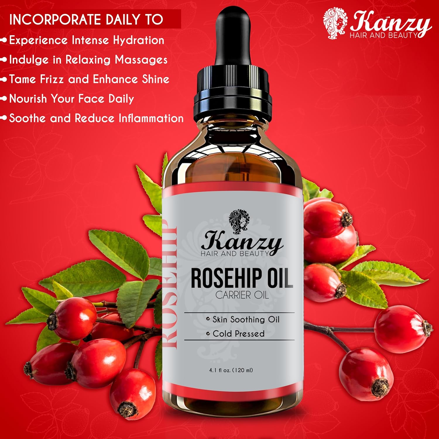 Thumbnail 5 de Kanzy Aceite Rosa Mosqueta Puro 120ml 🌹 Para Cicatrices y Piel