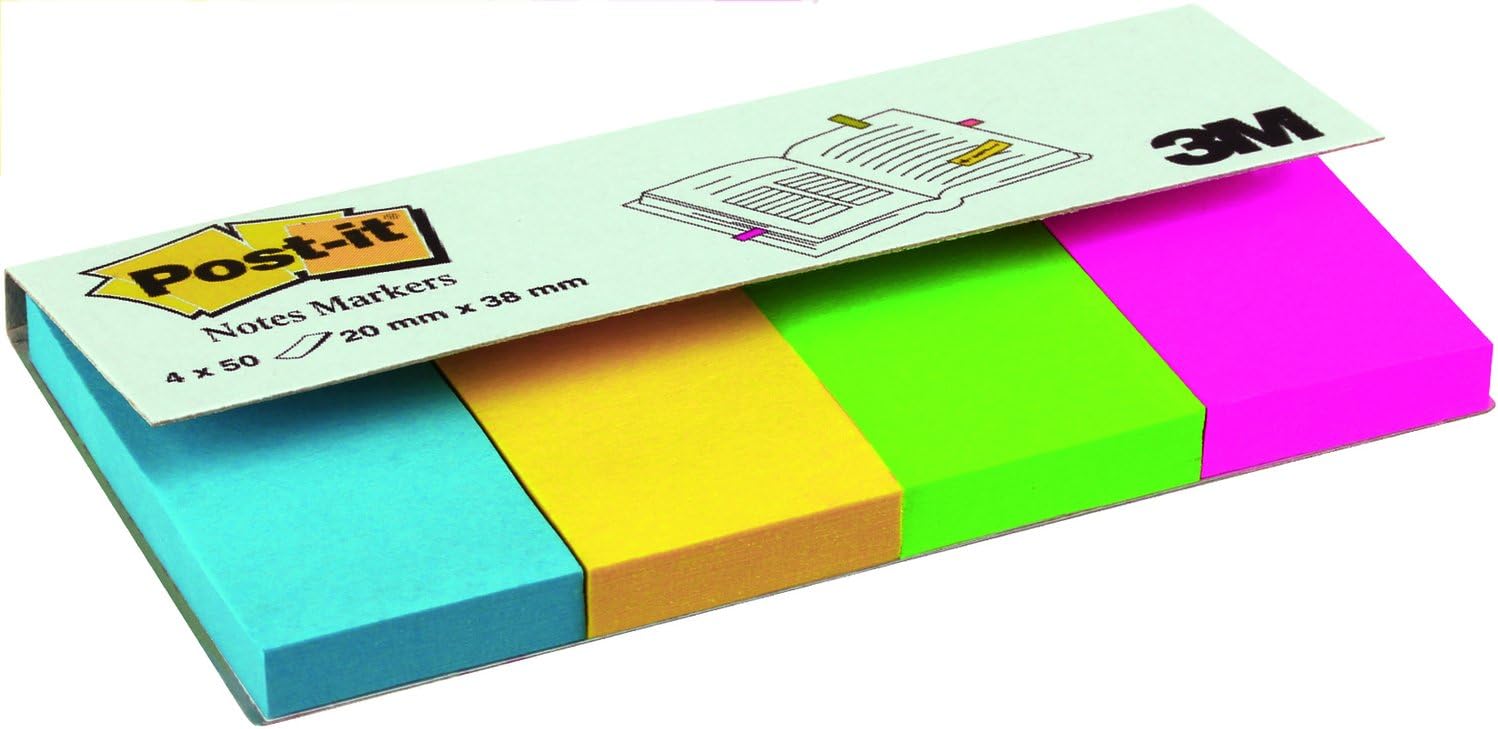 Detalle de Post-it Marque-Pages En Papier Ultra Couleurs – 4 Blocs, 20 mm × 38 mm