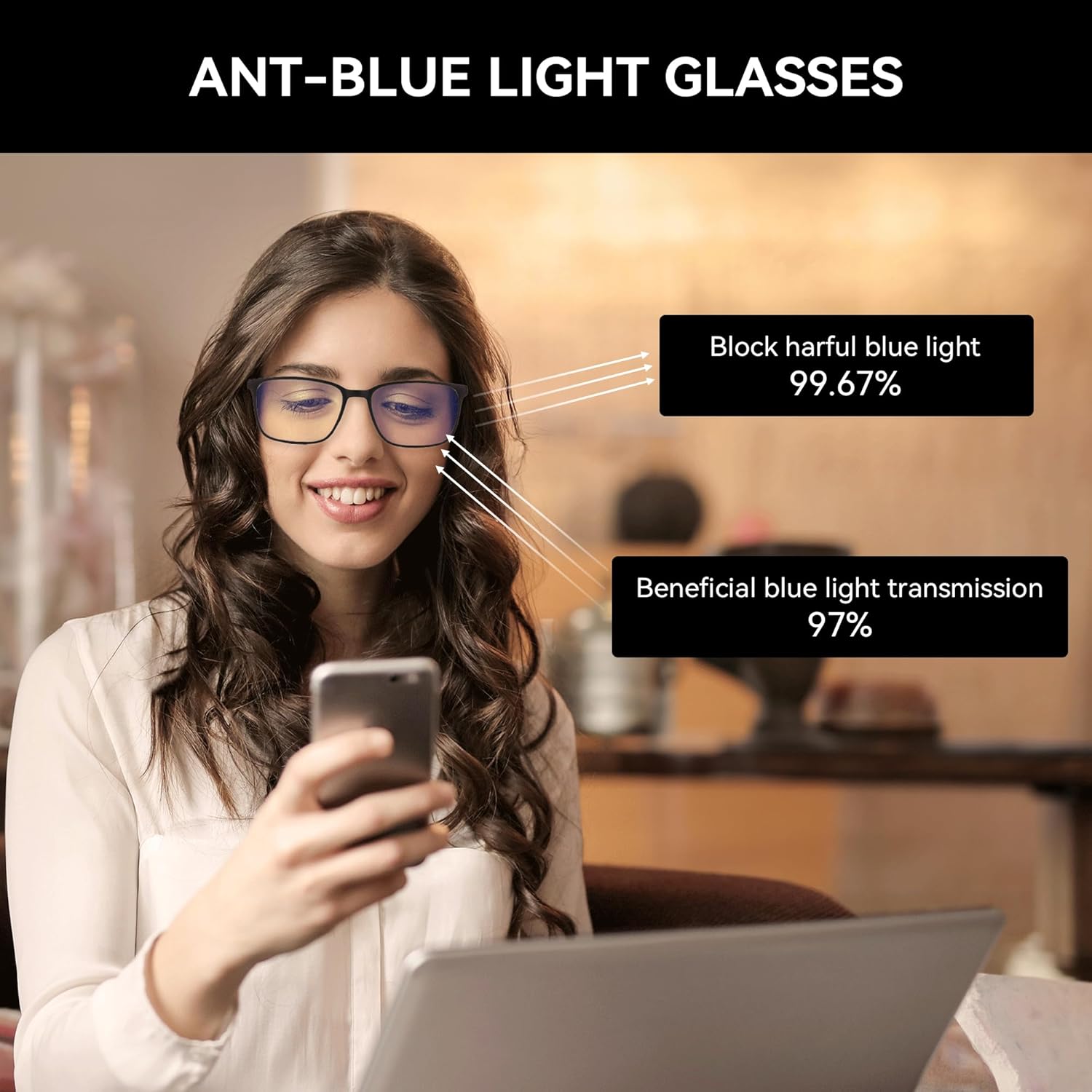 Thumbnail 1 de ZENOTTIC Lesebrille eckig Blaulichtfilter für Herren