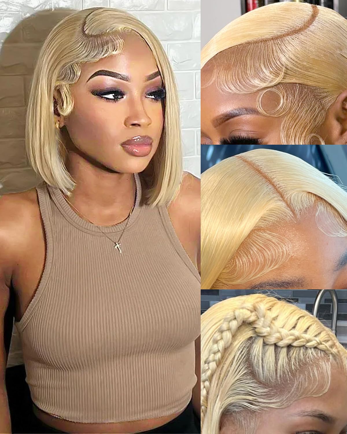 Thumbnail 6 de Alididi Ash Blonde Human Hair Wig (200% Density) 13x6 Body Wave HD Lace Front, Milk Tea Ash Blonde, 30 inch