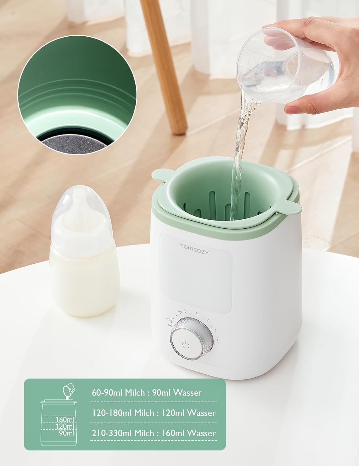 Thumbnail 5 de Momcozy MW02 Nutri-Flaschenwärmer – präzise Temperaturkontrolle, 9-in-1 multisystem, kompatibel mit allen Flaschen