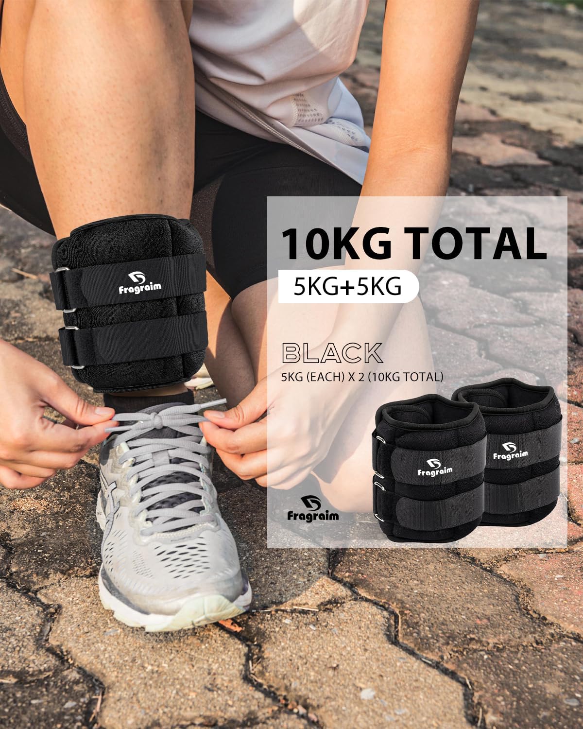 Thumbnail 3 de Fragraim Gewichtsmanschetten Fuß und Handgelenk – 2x0,5 kg bis 2x5 kg, atmungsaktiv, verstellbar
