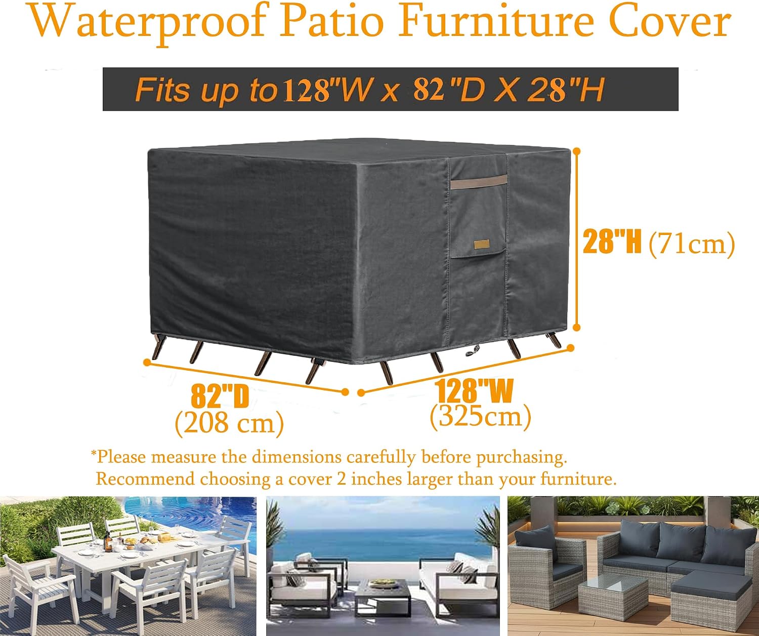 Detalle de Garden Blasam Patio Furniture Cover 128W x 82D in