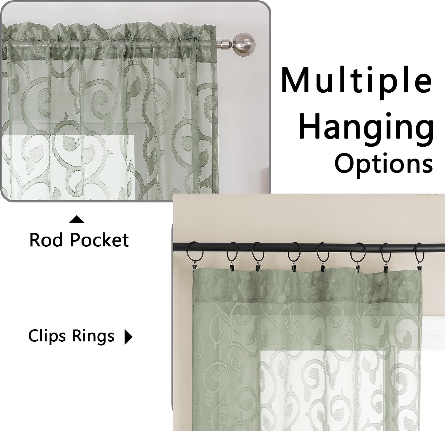 Detalle de OWENIE Semi-Sheer Curtains, 72-Inch Length