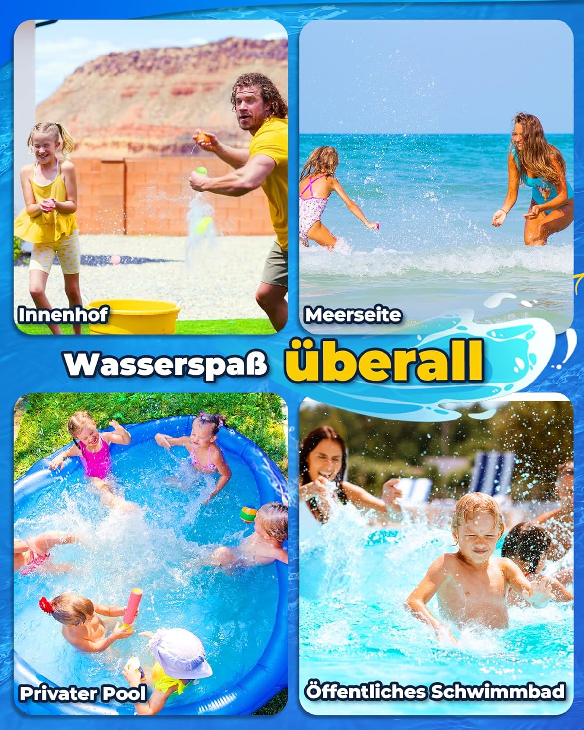 Detalle de Wasserbomben Wiederverwendbar Selbstschließend – 15 Stück Silikon-Wasserbomben, magnetisch, ab 3 Jahren