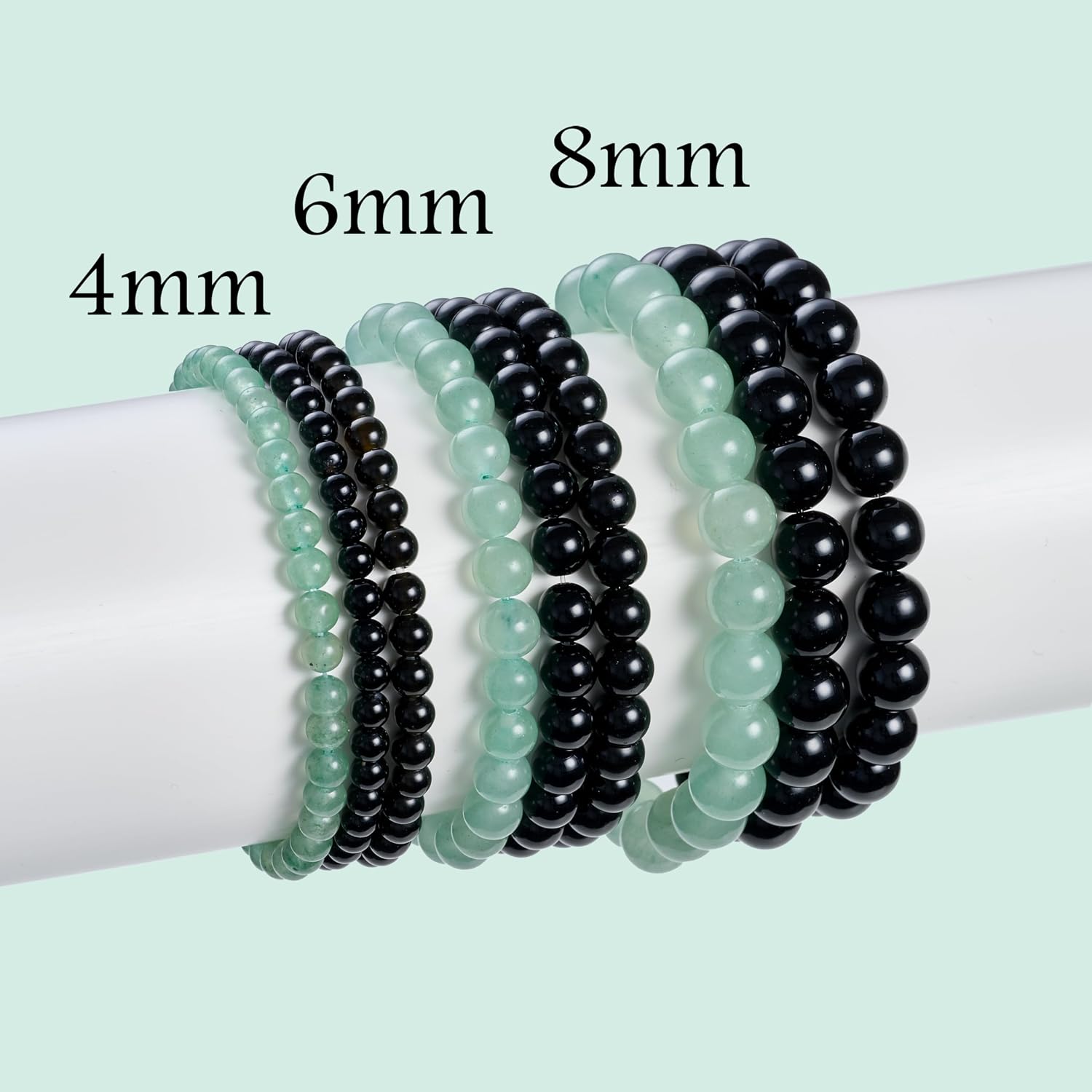 Thumbnail 4 de Bivei 3-teiliges Perlenarmband-Set aus Natursteinen für Damen (Onyx, Obsidian, Aventurin) – handgefertigt