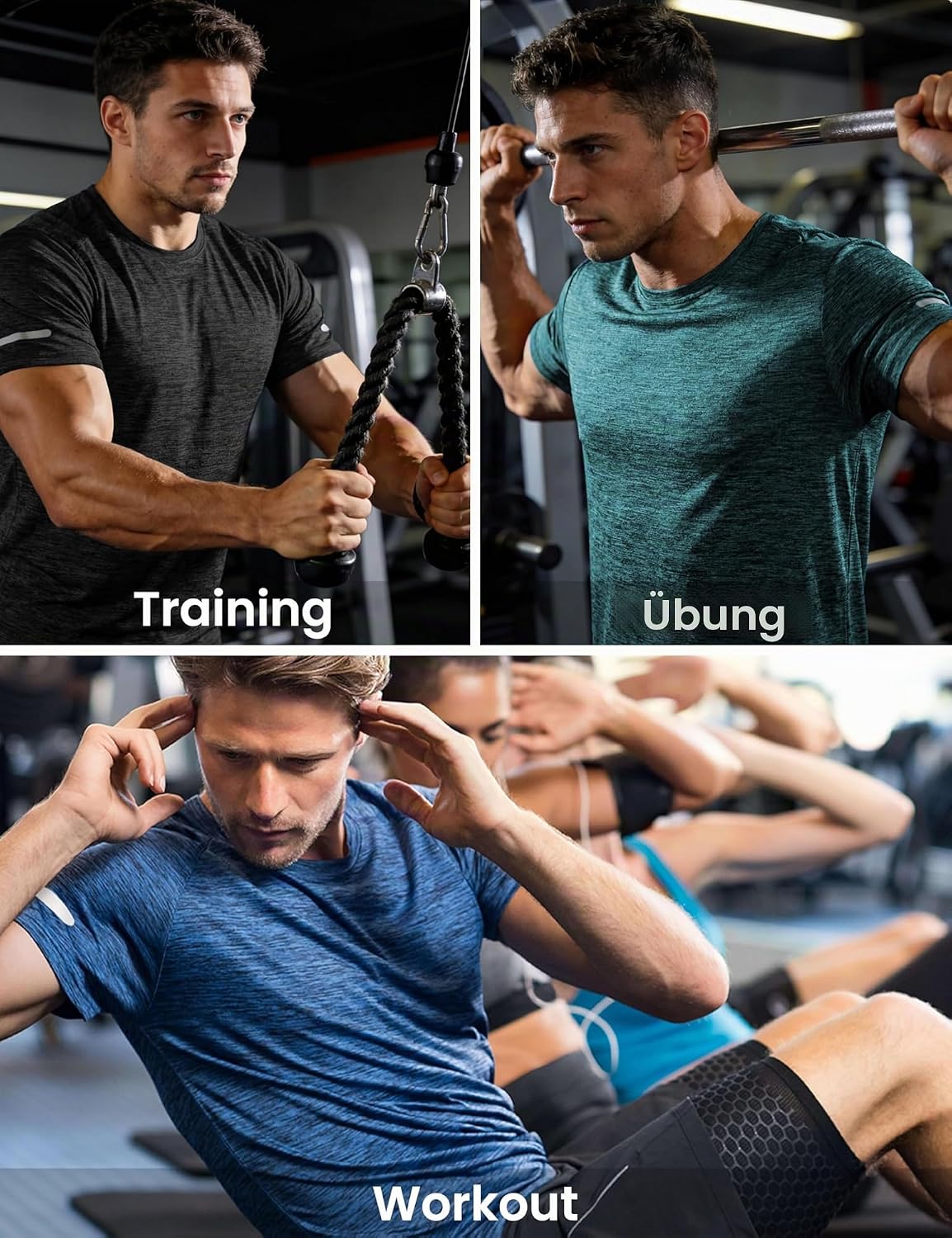 Thumbnail 5 de TACVASEN Herren Meliertes Sport T-Shirt