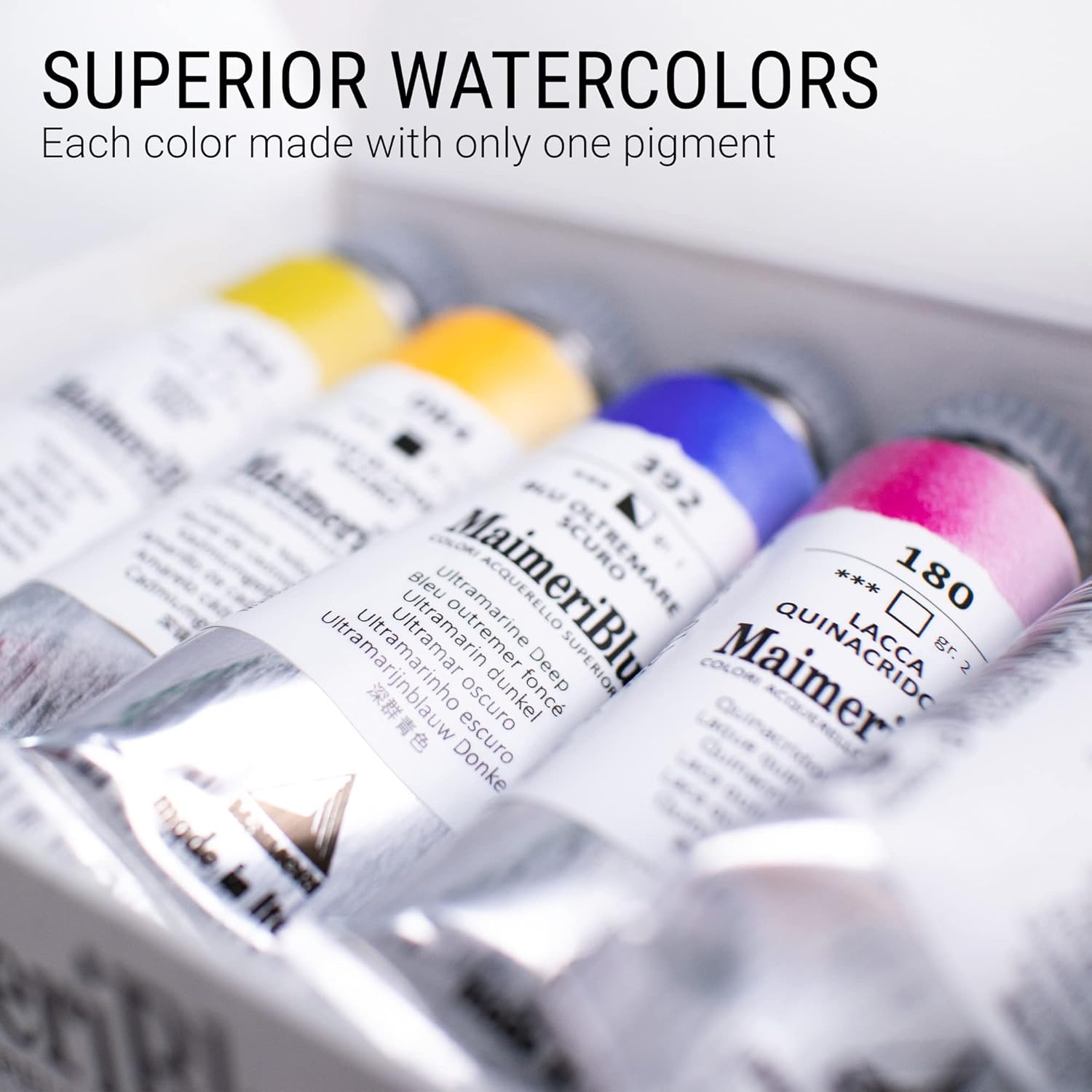 Detalle 2 de Maimeri Blu Scatola 5 Colori da 12ml – Acquerello di alta qualità per studenti e contesti educativi