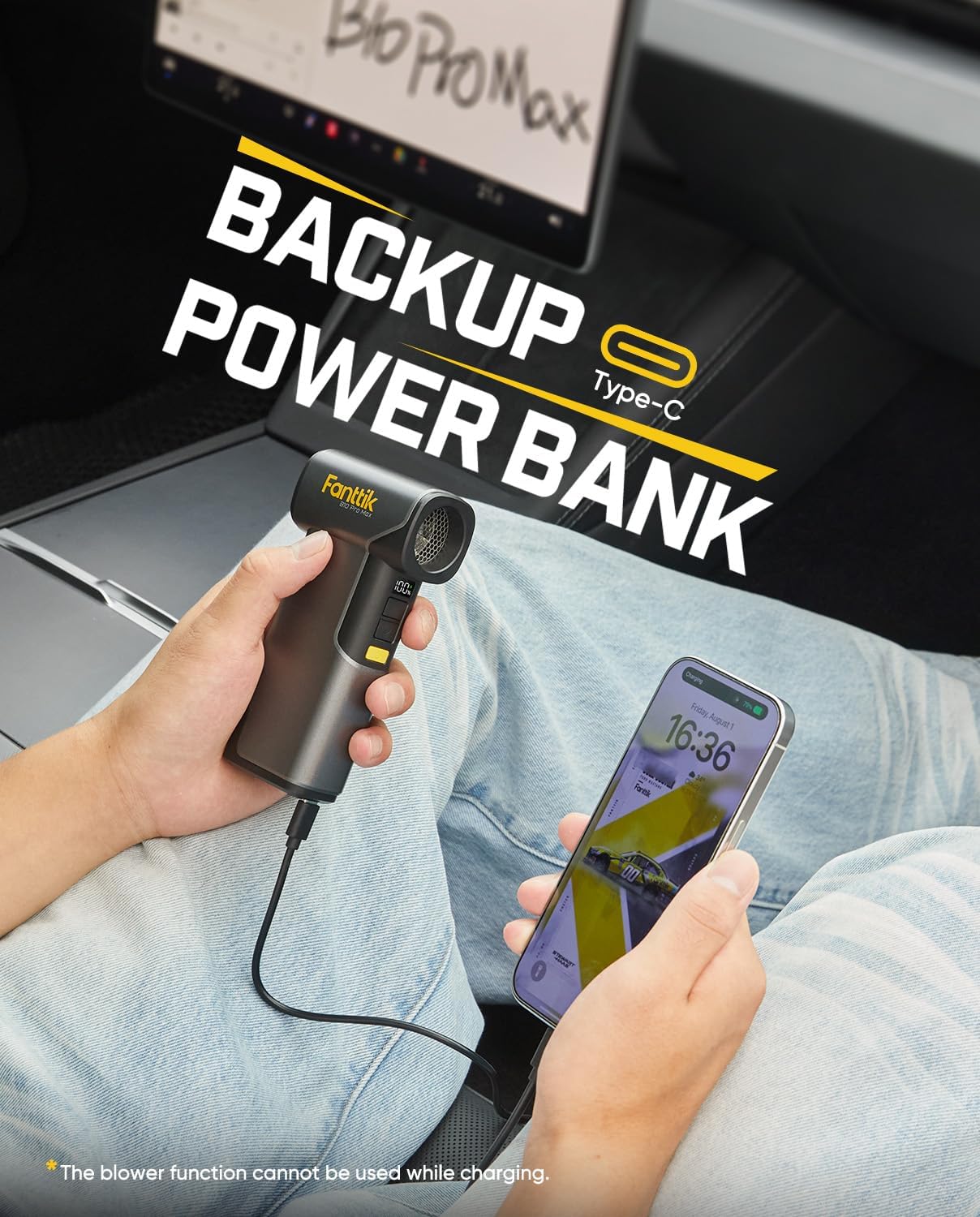 Detalle de Fanttik B10 Pro Max: Kabelloser Druckluftreiniger mit MegaBoost, 6 Stufen und zwei 4000 mAh Akkus