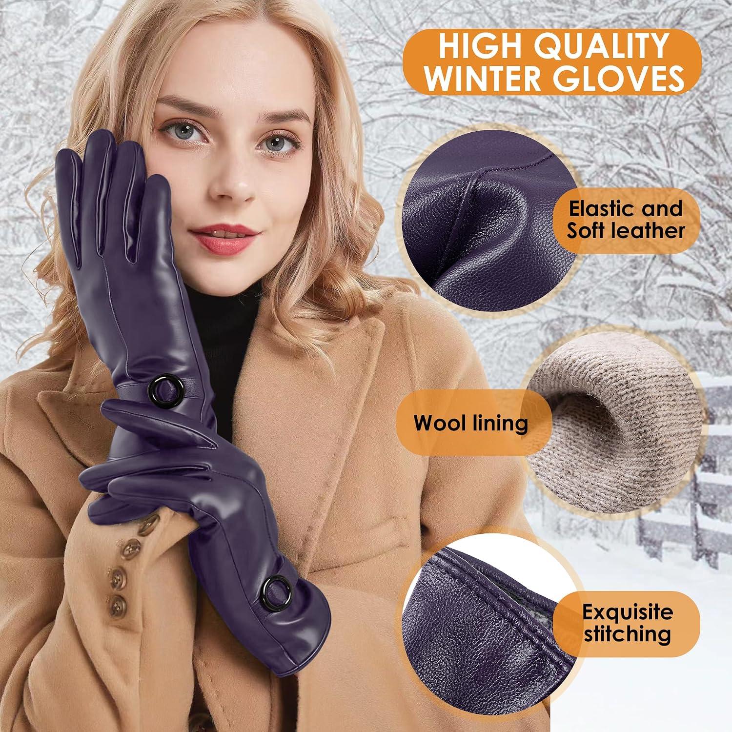 Detalle 2 de Dsane Women's Winter Gloves with Cashmere Lining
