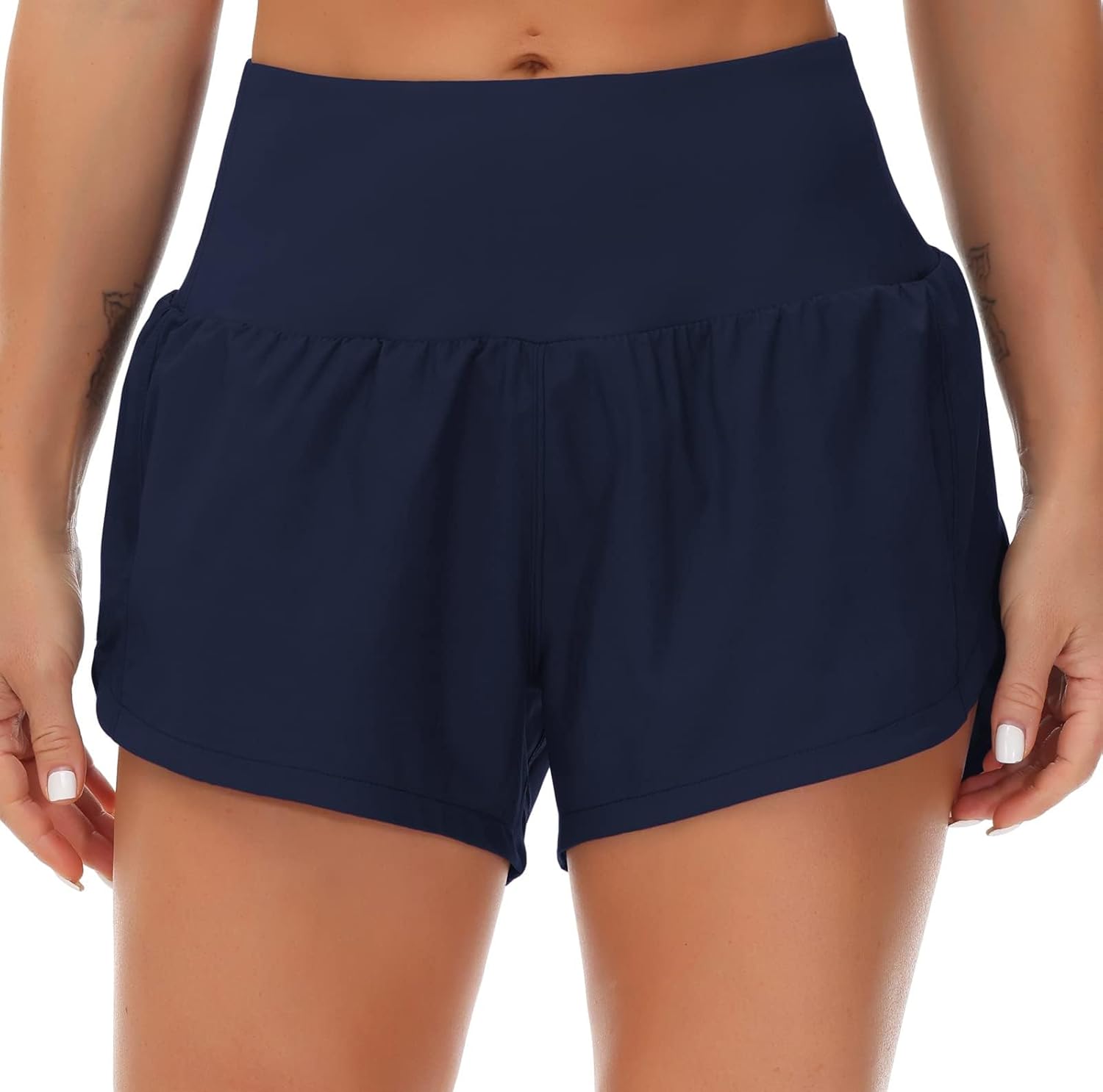Thumbnail 6 de THE GYM PEOPLE Women's High Waisted Running Shorts with Mesh Liner and Zipper Pockets