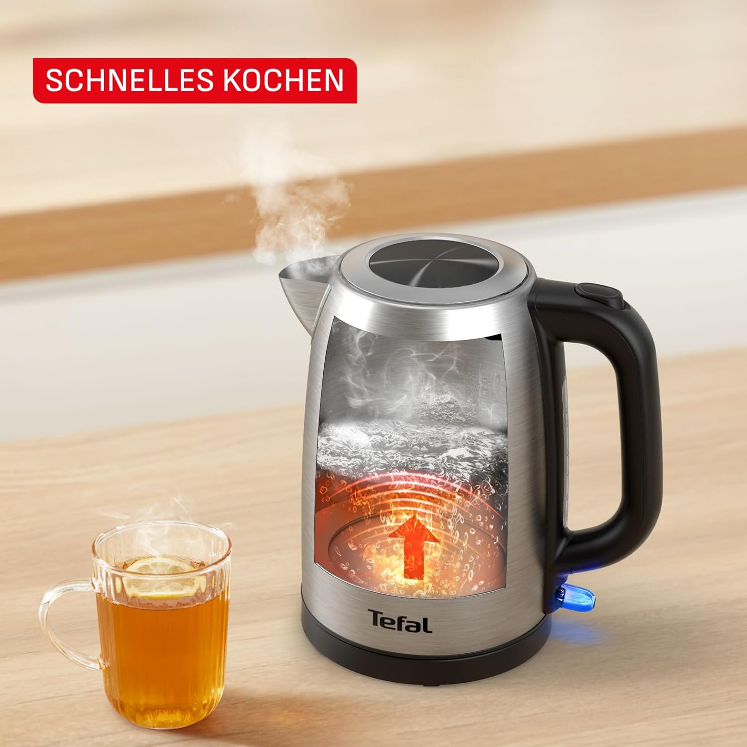 Detalle de Tefal Edelstahl-Wasserkocher 1,7 l, 2200 W – KI1R0DE0