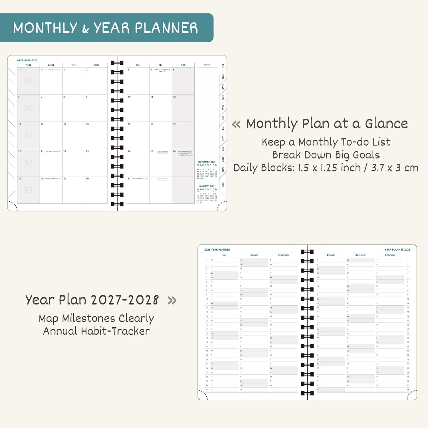Detalle de BEZEND BZ-P210W01L-27-LV 2027 Planner, Lavender, Hourly Weekly & Monthly