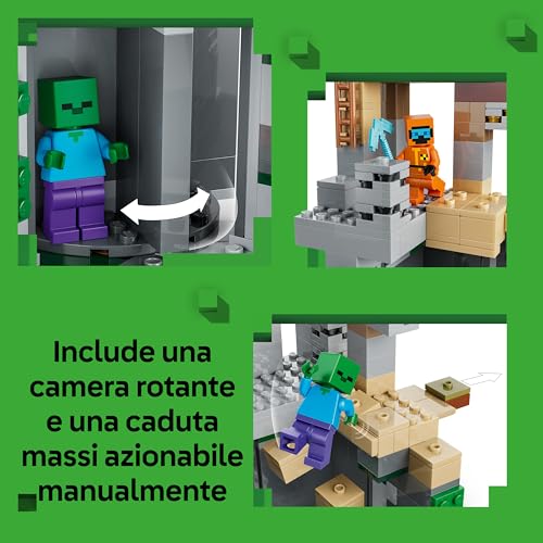 Thumbnail 3 de LEGO Minecraft Zombie Dungeon (21587): Giocattolo interattivo con Viandante, 3 Zombie, Slime e Tavolo da Crafting