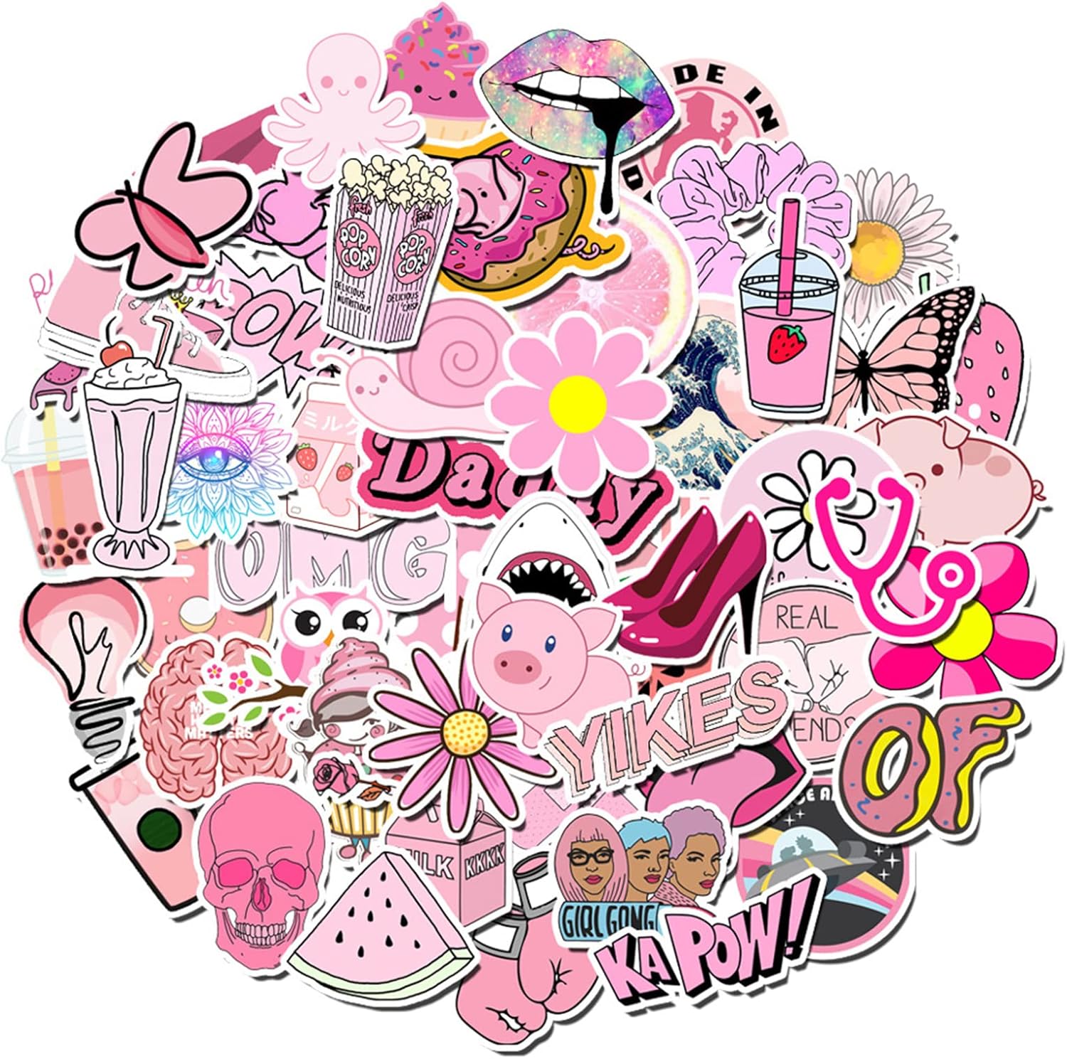 Detalle de Stickers Aesthetic Pack 100 Sheets Cute VSCO Neon Girls – Waterproof Vinyl Decals