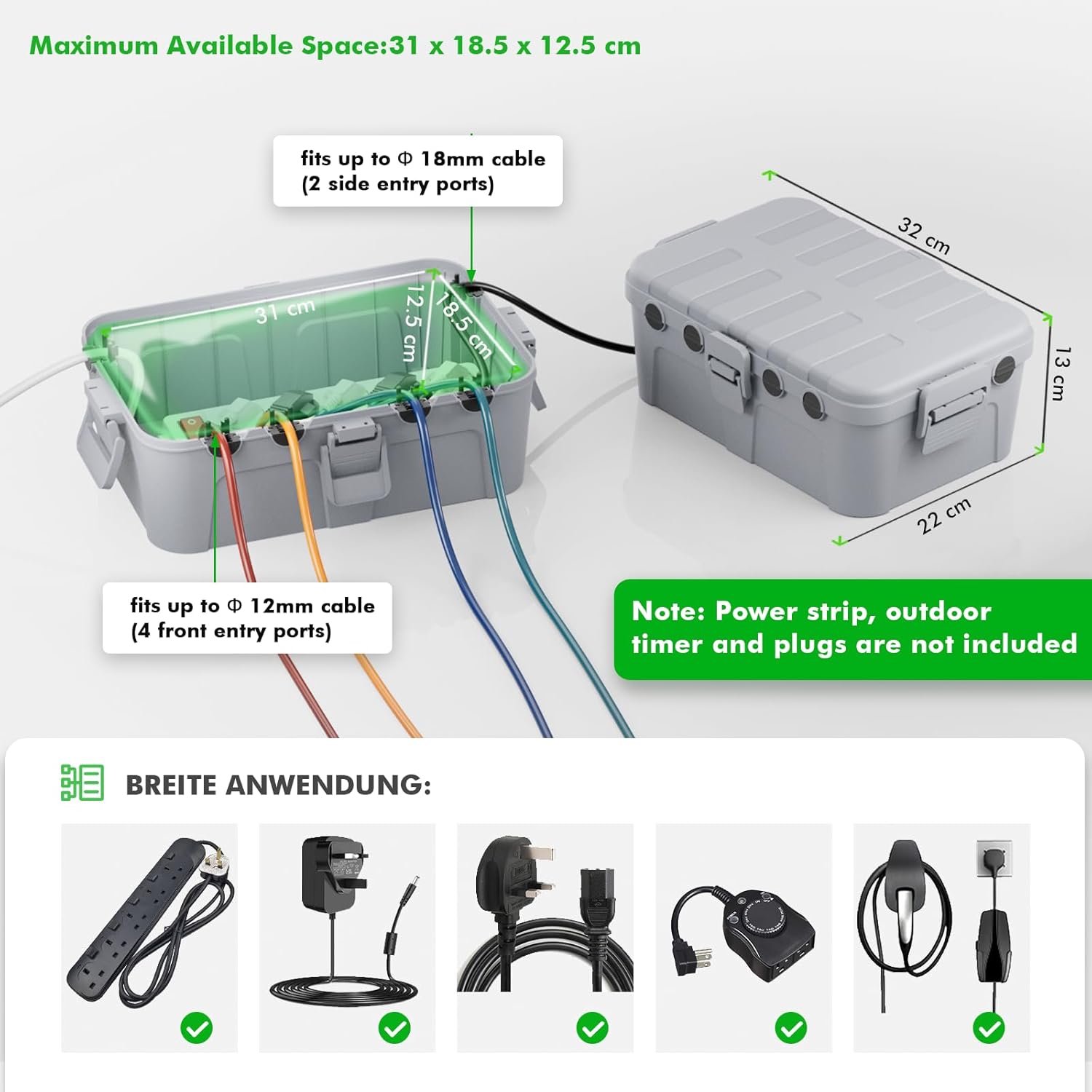 Detalle de RESTMO Extra Large Waterproof Electrical Box (IP54) for Outdoor Outlets