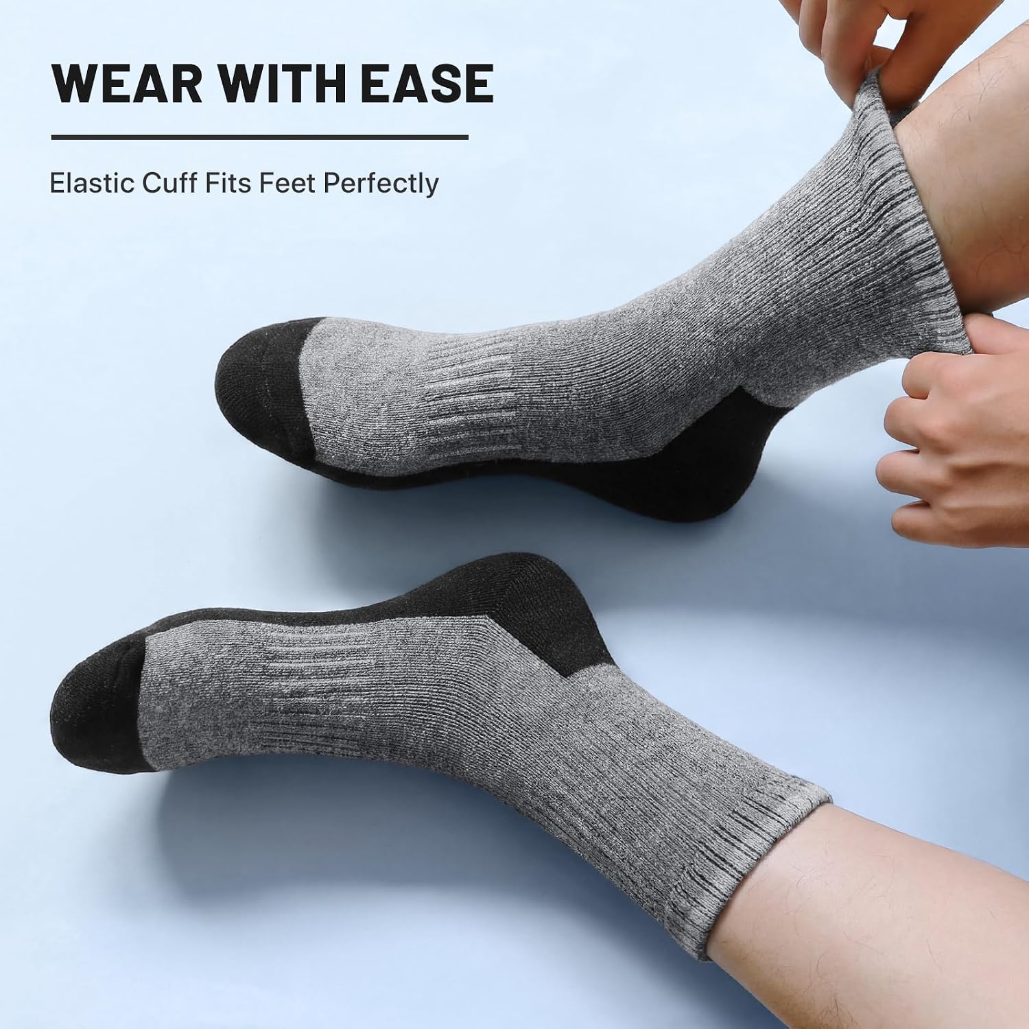 Detalle 2 de SIMIYA sc10 Merino Wool Hiking Crew Socks, 5 Pairs, Cushioned