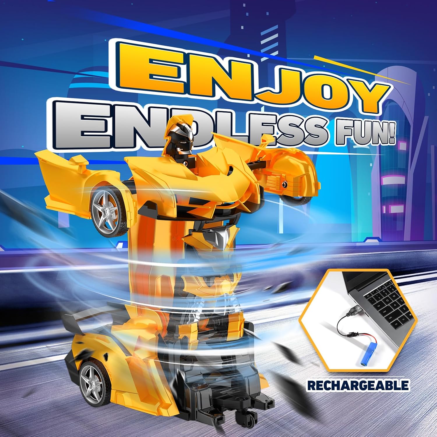 Detalle de Braxel 2 in 1 Transforming RC Car and Robot – 2.4GHz, 360° Stunts for 3–12 Year Olds