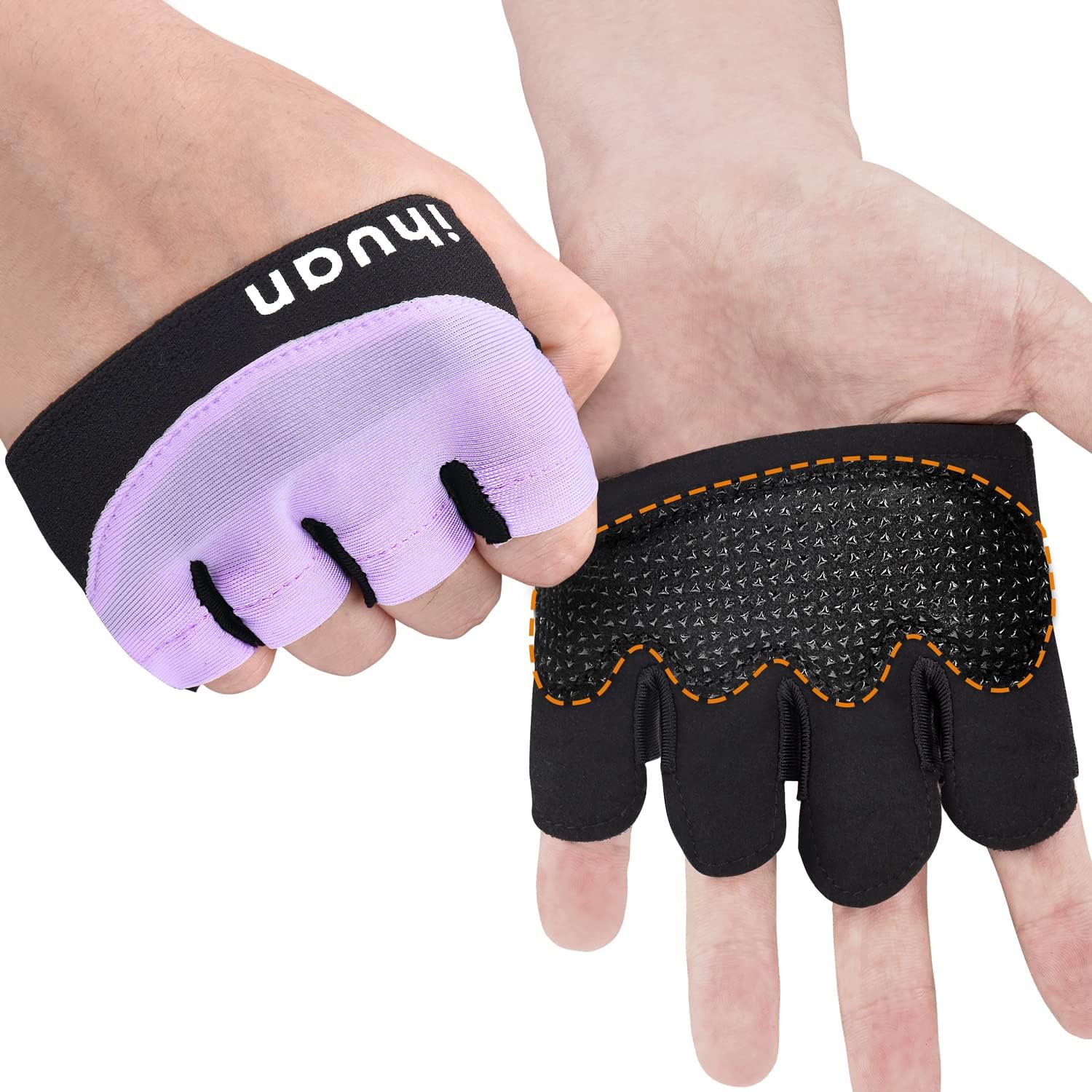 Detalle de ihuan Small Half-Finger Weightlifting Gloves, Light Purple Chiffon