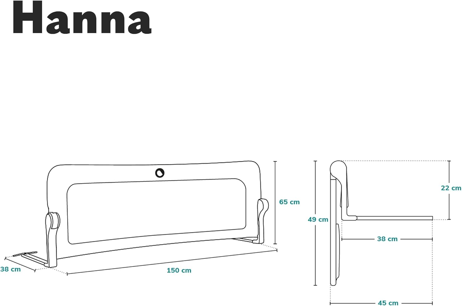Thumbnail 5 de Lionelo Hanna Sponda letto universale con barriera protettiva, altezza 65 cm e reclinazione fino a 180°
