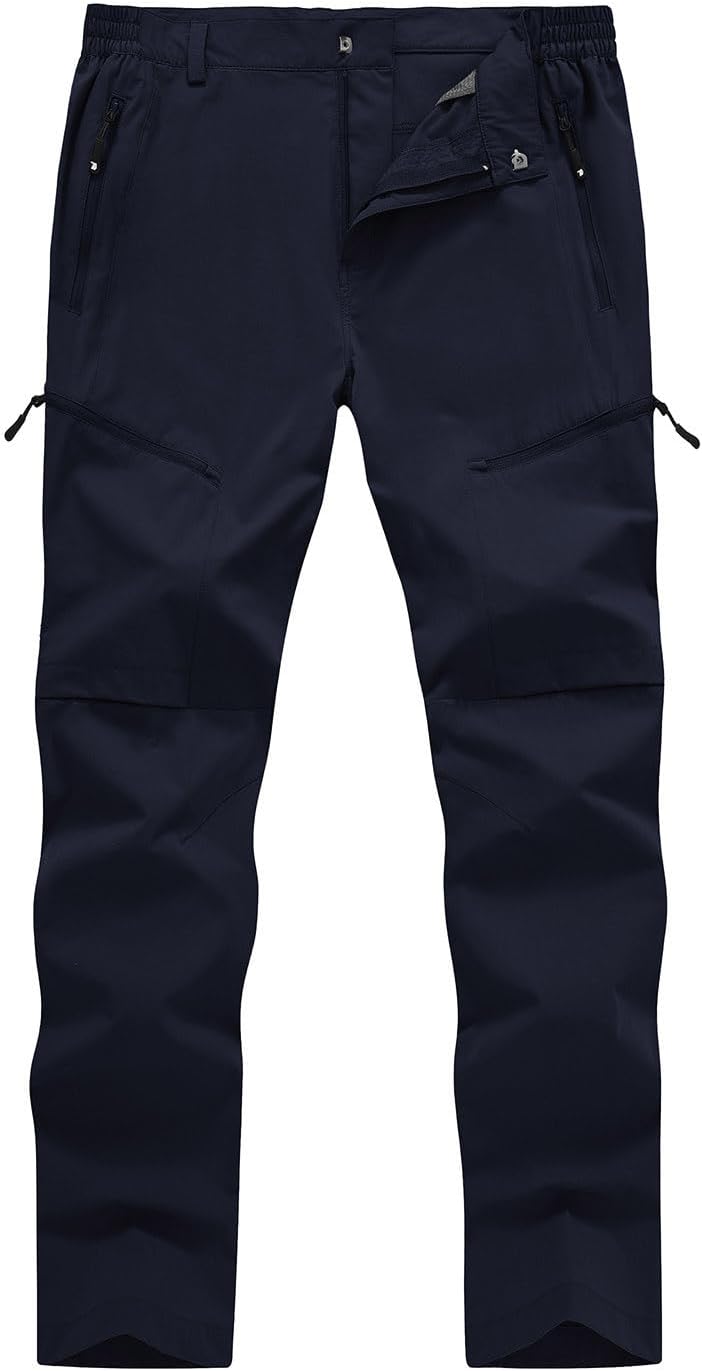Detalle de YSENTO Men's Cargo Hiking Pants with Stretch, Quick-Dry Fabric and 5 Zipper Pockets
