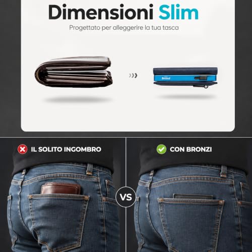 Detalle de Bronzi Portafoglio Uomo Slim Piccolo con protezione RFID – design italiano