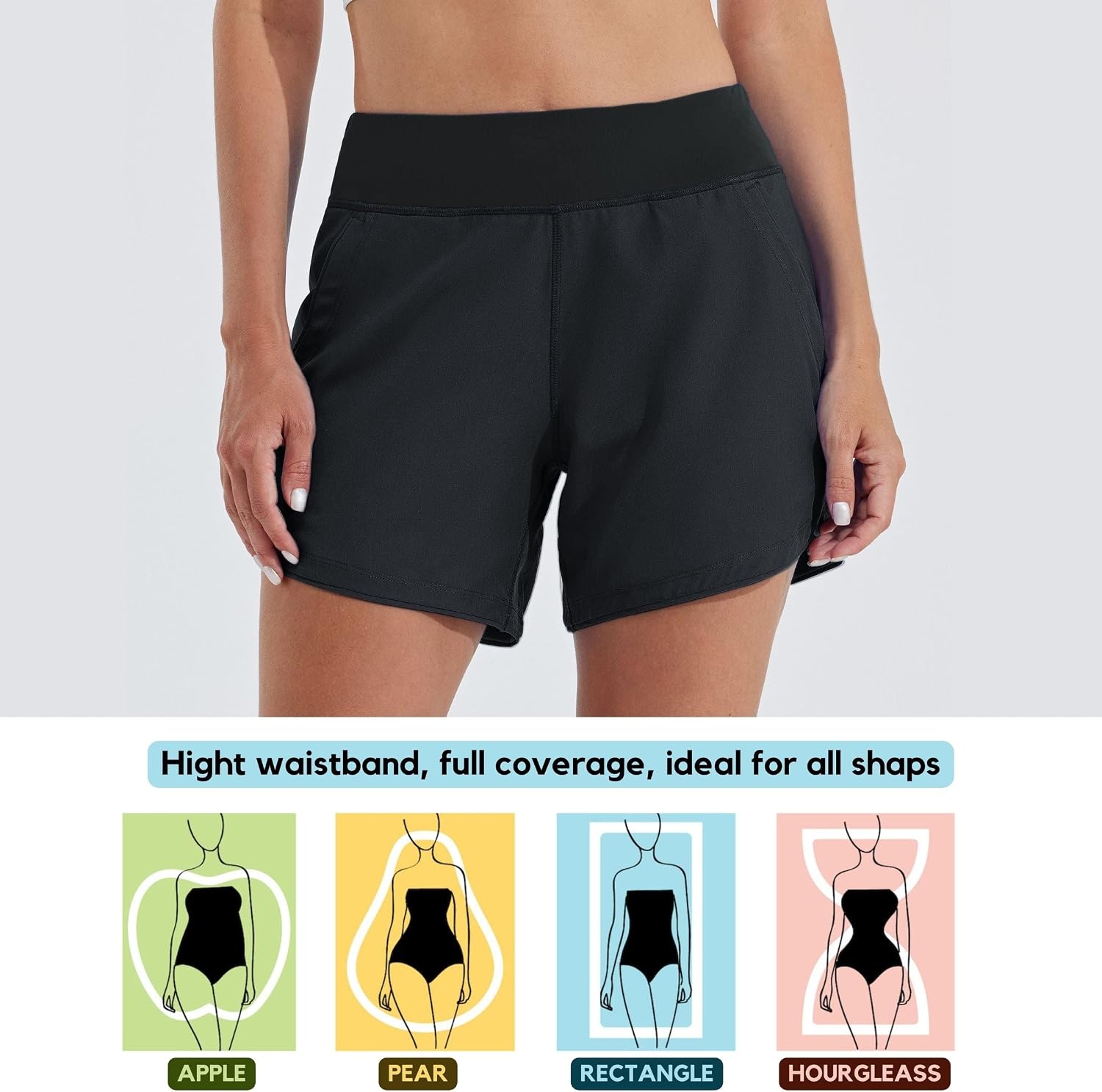 Detalle de WILLIT Damen 5" Badeshorts Boardshorts UPF50+ Hochtaillierte Badehose mit Schnell-Trocknung