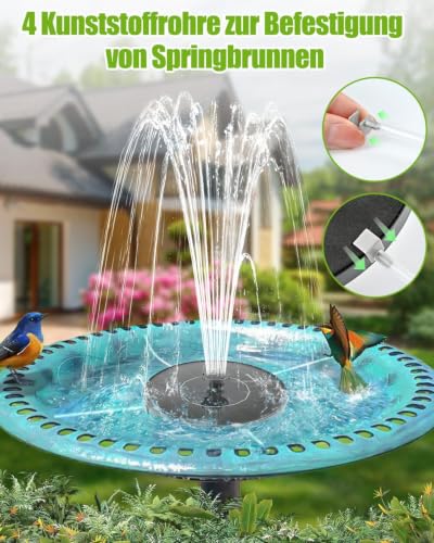 Detalle 2 de HAZENS Solar Springbrunnen für Außen – 6 Sprüheffekte, kraftvoll durch Sonnenenergie