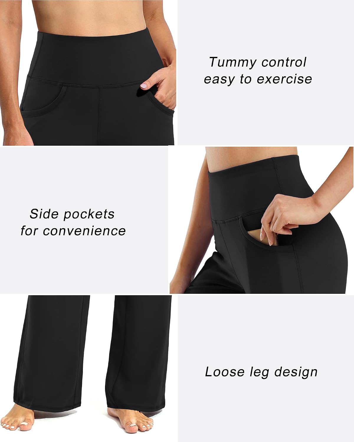 Thumbnail 4 de Promover Wide-Leg Yoga Pants for Women, High Waist, Pockets, 4-Way Stretch