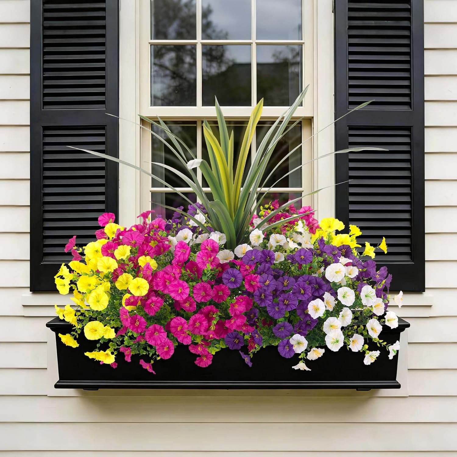 Thumbnail 3 de INXUGAO 12-Bundle Outdoor Artificial Morning Glory Flowers with Eucalyptus & Orchid Leaf (UV-Resistant, Mix Color)