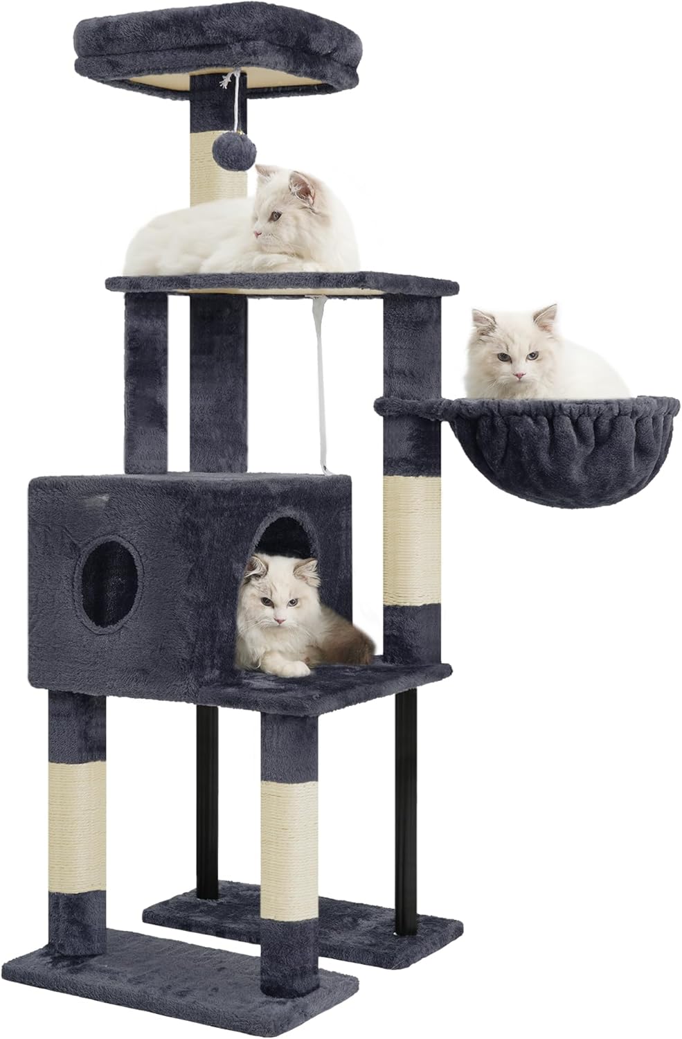 Thumbnail 1 de Heybly Arbre à chat HCT200SG gris anthracite (125 cm) avec niche, plateformes et griffoir en sisal