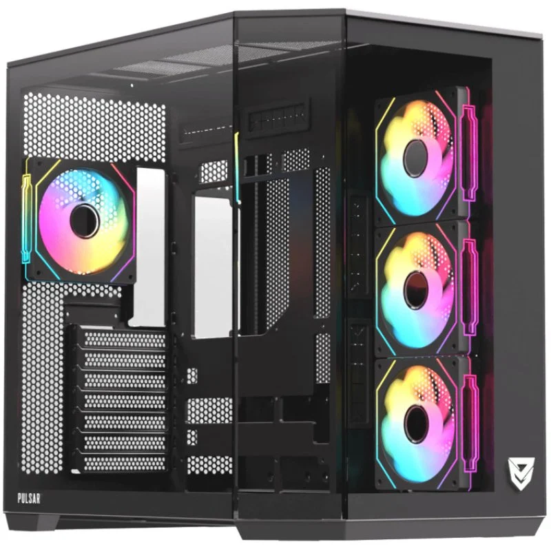 Nfortec Pulsar ARGB Semi Torre ATX — doble cristal y 4 ventiladores